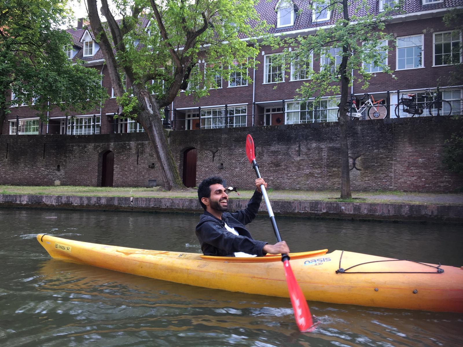 Pratik kayaking in Amsterdam