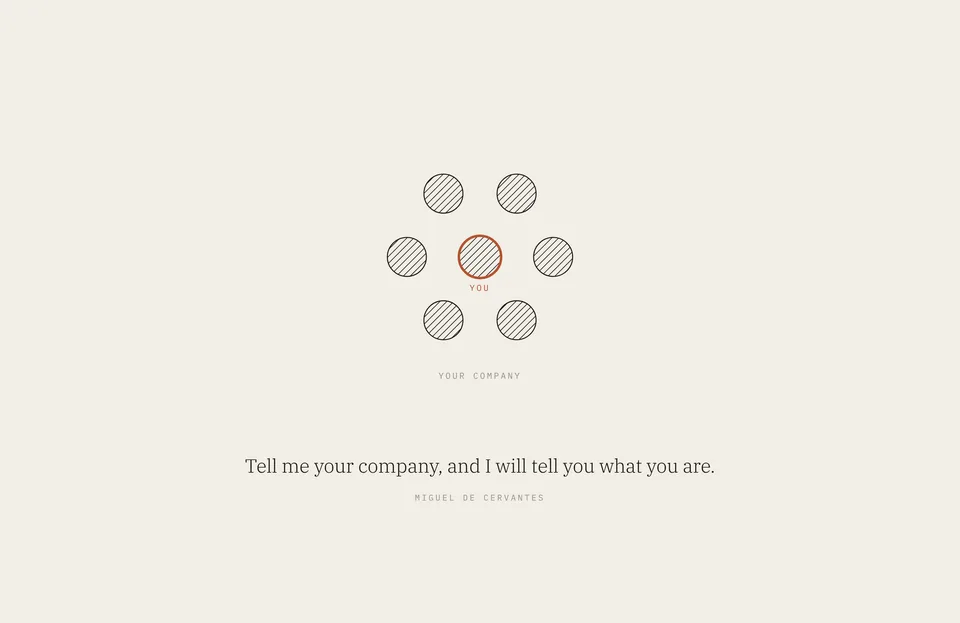 &ldquo;Tell me your company, and I will tell you what you are.&rdquo; Miguel de Cervantes