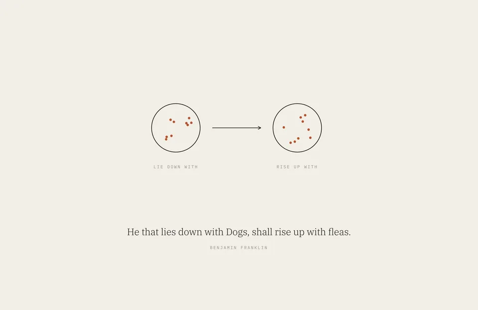 &ldquo;He that lies down with Dogs, shall rise up with fleas.&rdquo; Benjamin Franklin