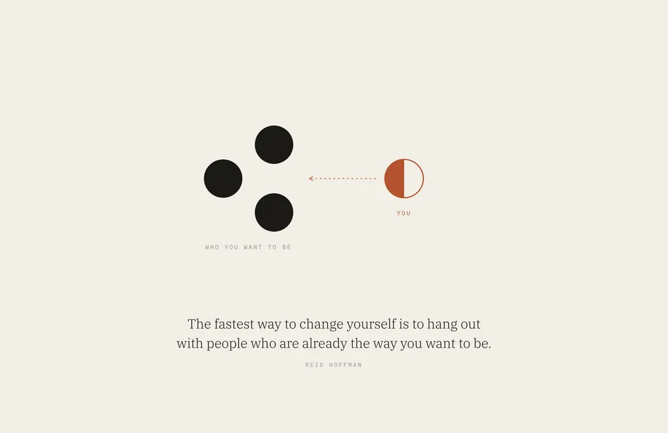 &ldquo;The fastest way to change yourself is to hang out with people who are already the way you want to be.&rdquo; Reid Hoffman
