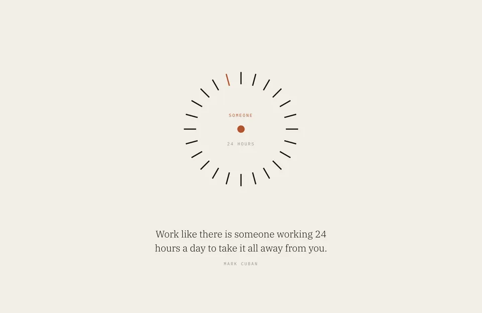 &ldquo;Work like there is someone working 24 hours a day to take it all away from you.&rdquo; Mark Cuban