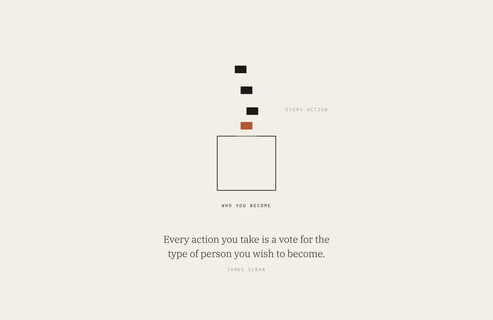 &ldquo;Every action you take is a vote for the type of person you wish to become.&rdquo; James Clear